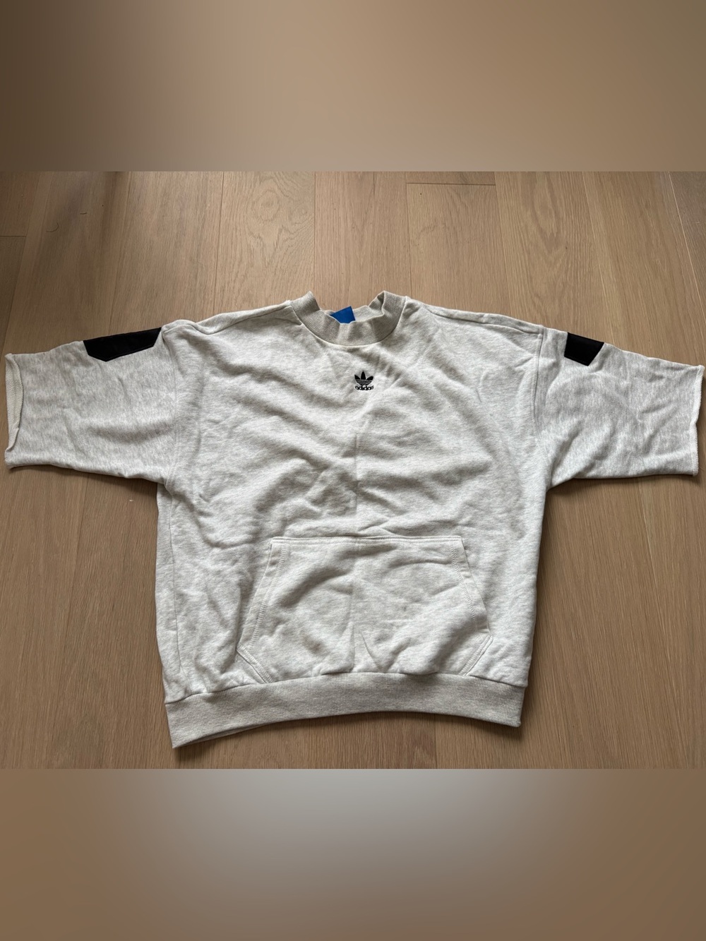 adidas Light Gray Crewneck Sweatshirt with Black Trefoil